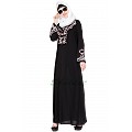 Front open embroidery abaya- Black Front open embroidery abaya- Black